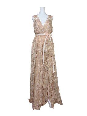 Badgley Mischka Size 10 Peach Evening or Wedding Gown